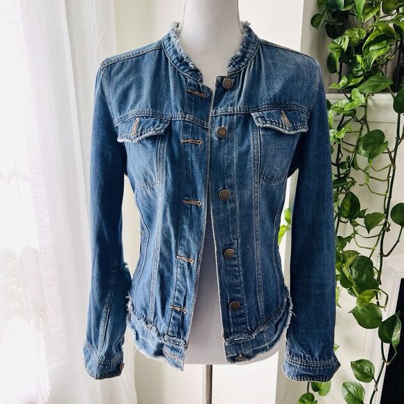Universal Thread Distressed Torn Tattered Fitted Jacket Punk Y2K Size Large - Picture 1 of 8
